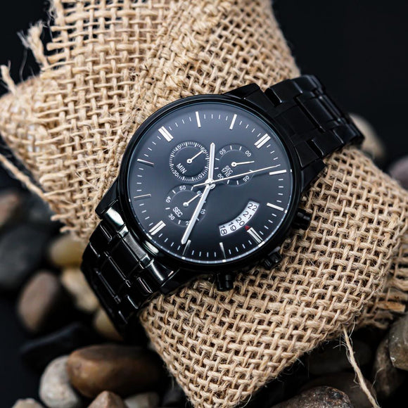 Counting Down the Seconds Black Chronograph Watch