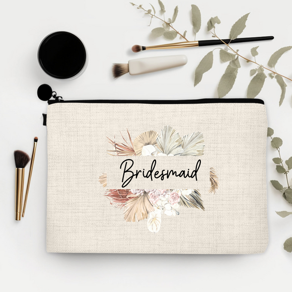 Gold and Green Rustic Personalized Makeup Bag