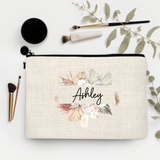 Gold and Green Rustic Personalized Make Up Bag