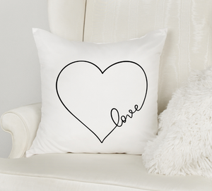 heart shape love white pillow cover with zipper